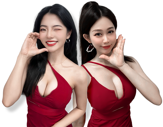 真人桌遊代言人 — 兩位紅色禮服女性主持形象